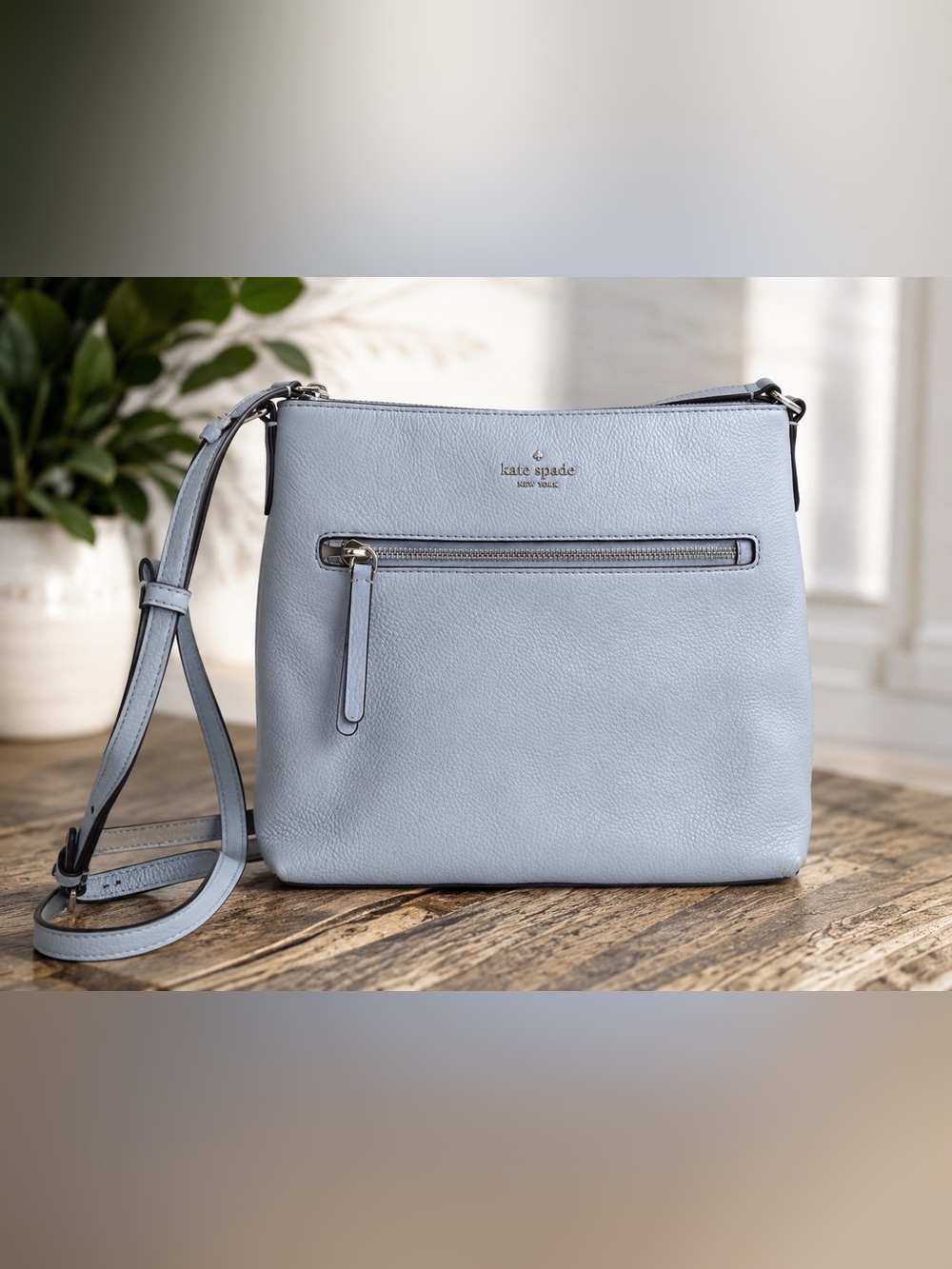 kate spade Powder Blue Pebble Leather Crossbody Bag